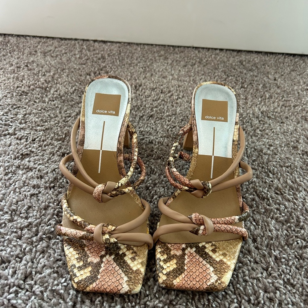 Dolce Vita Snakeskin Heels - Tan and Brown